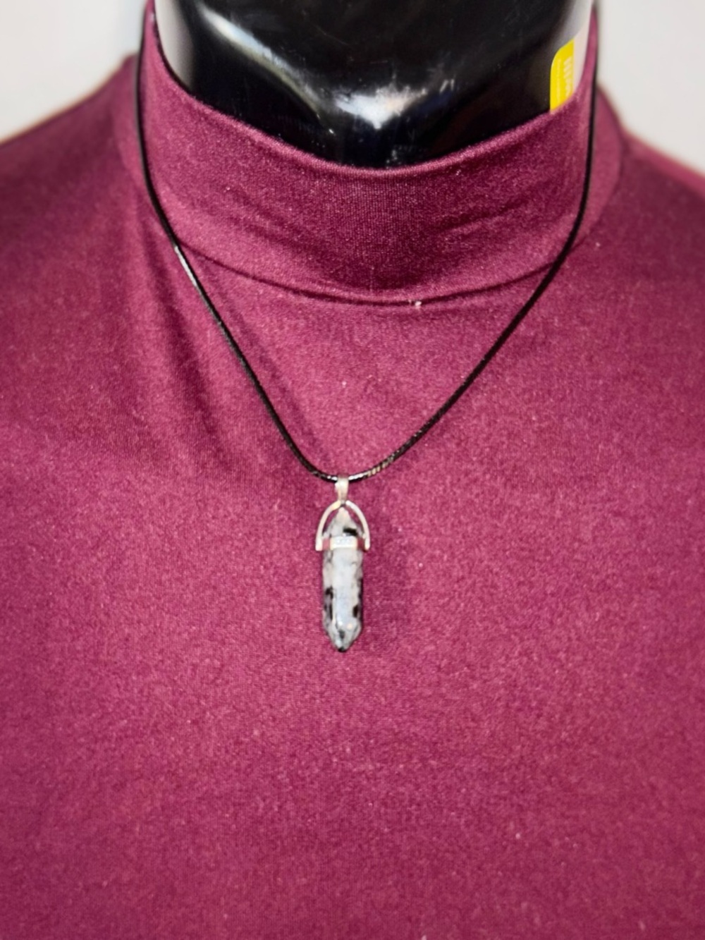 Silver-Tone Black Tourmalinated Quartz Point Pendant Necklace - Women Jewelry